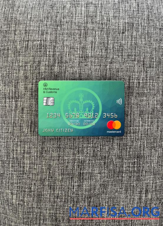 Downloadable United Kingdom HM Revenue & Customs bank mastercard photolook front example